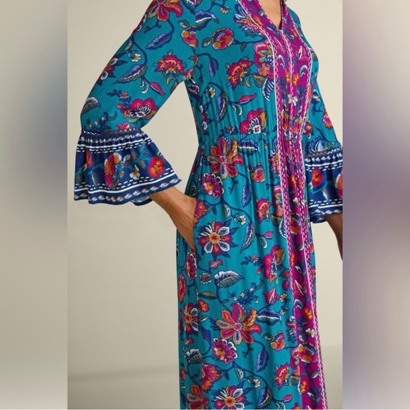 Soft Surroundings Allene Maxi Dress Floral Boho Pockets Women’s Med Petite - Picture 11 of 16